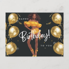 Cartão Postal De Festividades Feliz Aniversário Para Você Melanin Sista Rainha N