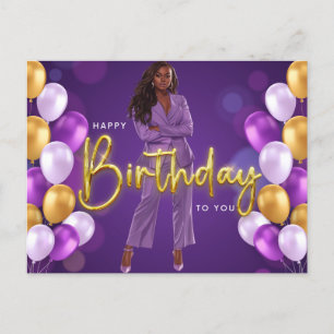 Cartão Postal De Festividades Feliz Aniversário Para Você Melanin Sista Rainha N