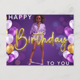 Cartão Postal De Festividades Feliz Aniversário Para Você Melanin Sista Rainha N