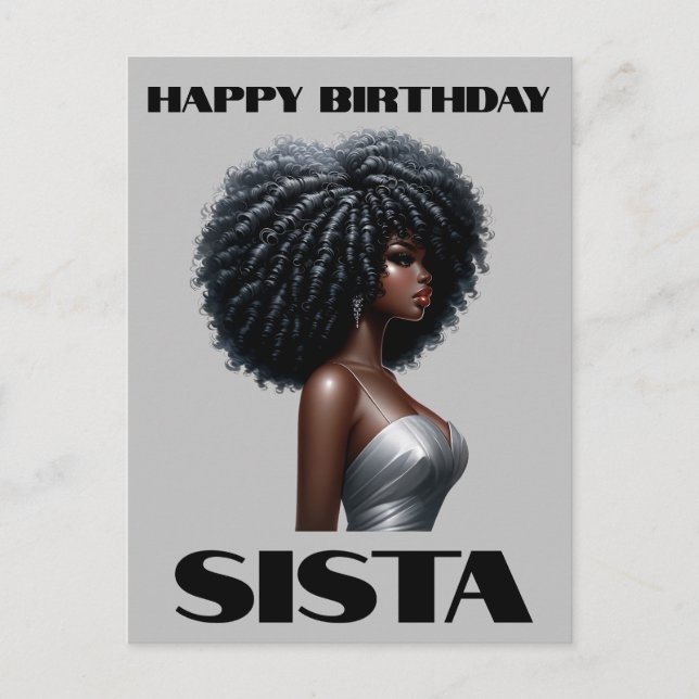 Cartão Postal De Festividades Feliz Aniversário Sista Black Girl Magic Melanin L (Frente)