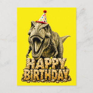 Cartão Postal De Festividades Feliz Aniversário T-Rex
