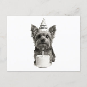 Cartão Postal De Festividades Feliz aniversário Yorkie