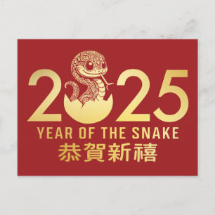 Cartão Postal De Festividades Feliz Ano Lunar Chinês do Cobra 2025