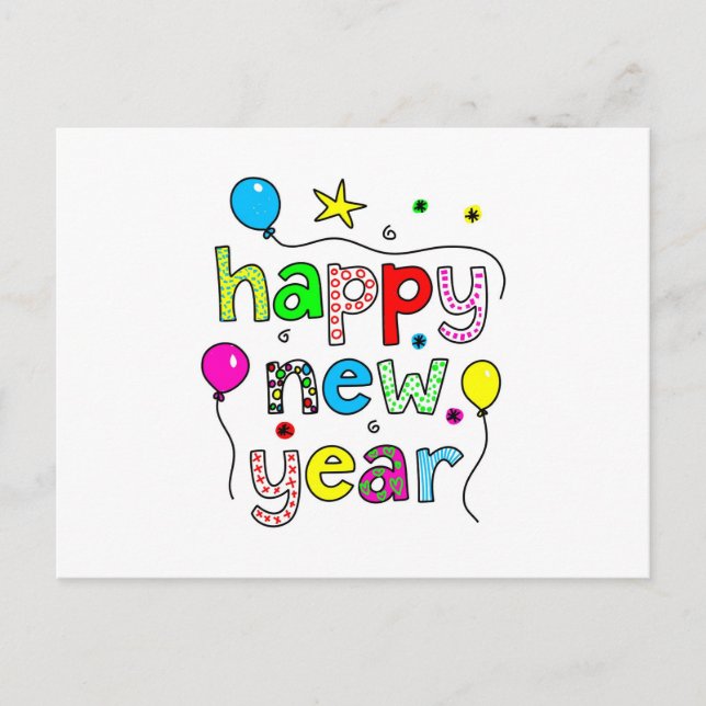 Cartão Postal De Festividades Feliz ano novo (Frente)