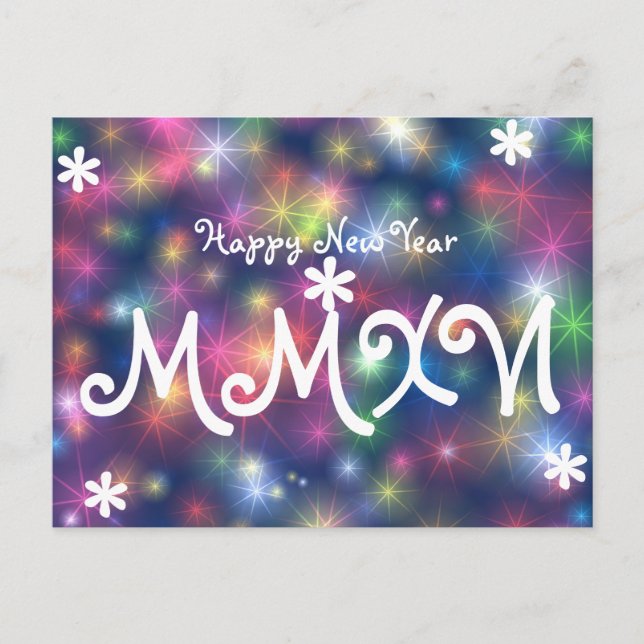 Cartão Postal De Festividades Feliz ano novo 2016 Estrelas - Numeral Romano Leve (Frente)