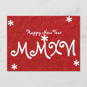 Cartão Postal De Festividades Feliz Ano Novo 2016 Numeral Romano Brilho Vermelho