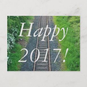 Cartão Postal De Festividades Feliz ano novo 2017 Via ferroviária Natureza