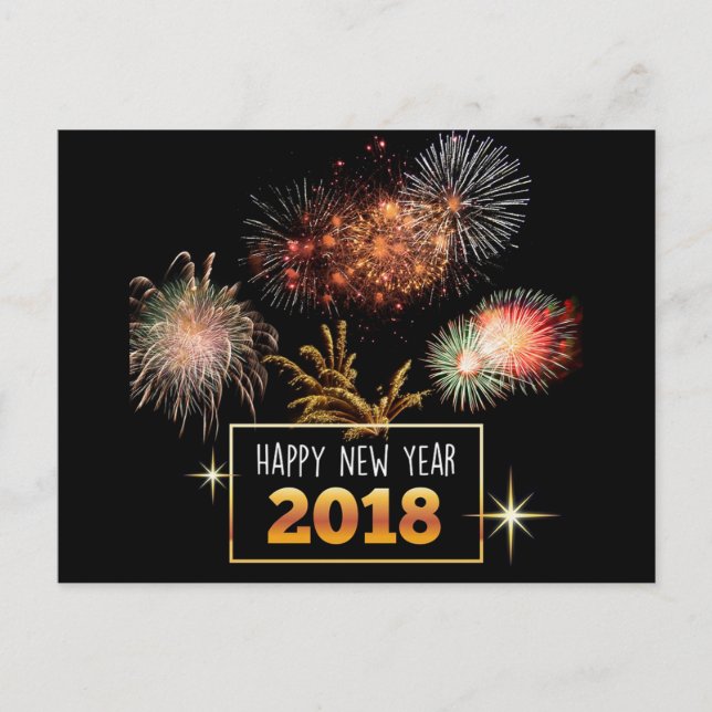 Cartão Postal De Festividades Feliz ano novo 2018 (Frente)