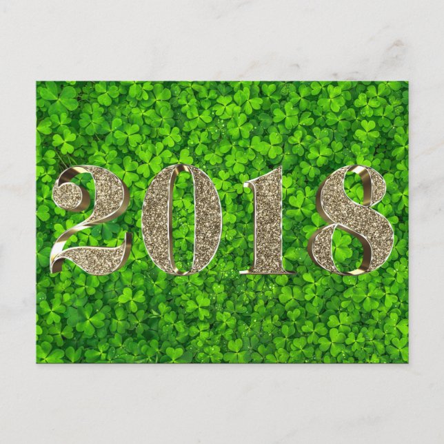 Cartão Postal De Festividades Feliz ano novo 2018 Irlanda - Shamrock irlandês (Frente)