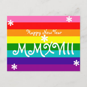 Cartão Postal De Festividades Feliz ano novo 2018 Rainbow LGBT Roman Numeral