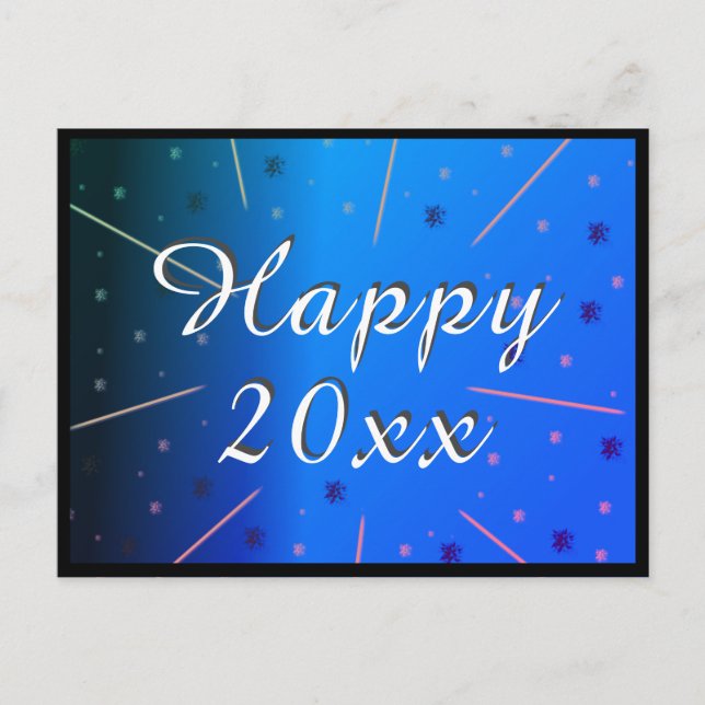 Cartão Postal De Festividades Feliz ano novo 2020 - Estrelas Azuis (Frente)