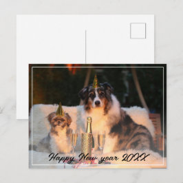 Cartão Postal De Festividades Feliz Ano Novo 2023 Foto de Cachorro Script Feriad