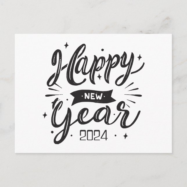 Cartão Postal De Festividades Feliz ano novo 2024 (Frente)