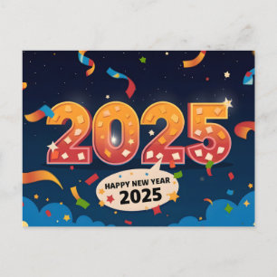 Cartão Postal De Festividades feliz ano novo 2024 em cores retro