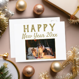 Cartão Postal De Festividades Feliz Ano Novo 2026 Script Cachorro Foto Feriado 
