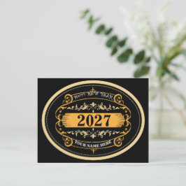 Cartão Postal De Festividades Feliz Ano Novo 2027 Moderno & Elegante