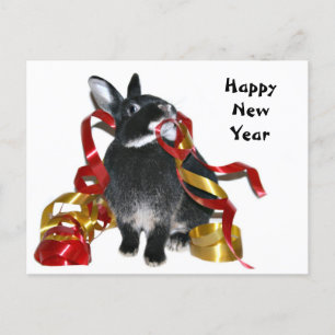 Cartão Postal De Festividades Feliz ano novo Bunny