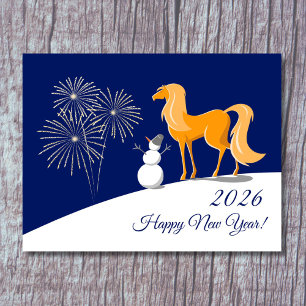 Cartão Postal De Festividades Feliz Ano Novo Chinês do Cavalo de Fogo 2026