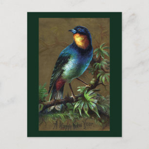 Cartão Postal De Festividades Feliz ano novo de aves tropicais