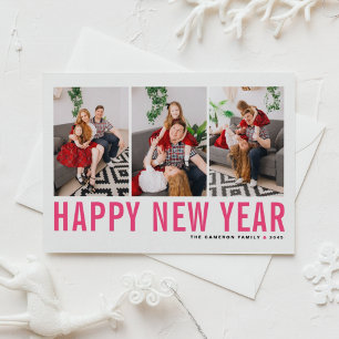 Cartão Postal De Festividades Feliz ano novo de Colagem de Fotografias com Tipog