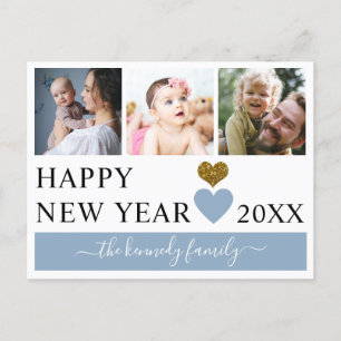 Cartão Postal De Festividades Feliz ano novo de Colagem de Fotos da Família Mode