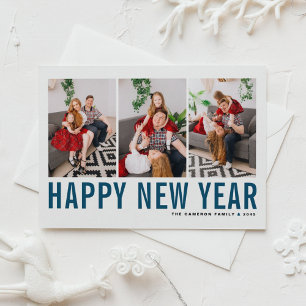 Cartão Postal De Festividades Feliz ano novo de Colagem de Fotos da Tipografia A