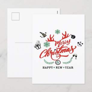 Cartão Postal De Festividades Feliz ano novo de Natal feliz