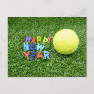 Cartão Postal De Festividades Feliz Ano Novo de tênis & bola de tênis para o jog