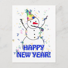 Cartão Postal De Festividades Feliz Ano Novo do Boneco de Neve Celebrante
