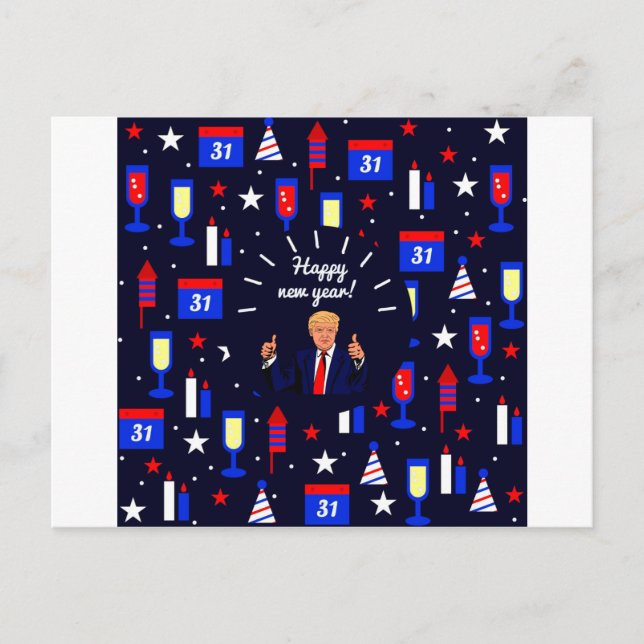 Cartão Postal De Festividades feliz ano novo do Donald (Frente)