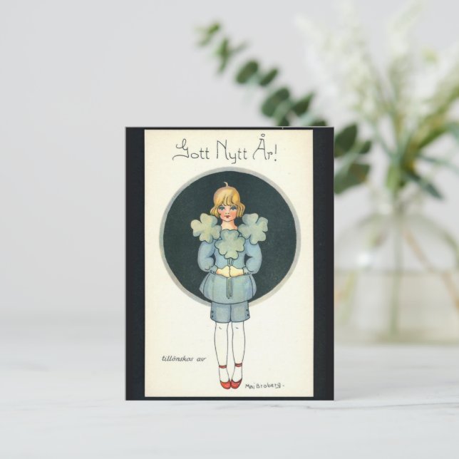 Cartão Postal De Festividades Feliz ano novo - Escandinavo antigo - Retro (Em pé/Frente)