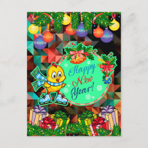 Cartão Postal De Festividades Feliz Ano Novo! Frango