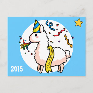 Cartão Postal De Festividades Feliz ano novo Llama