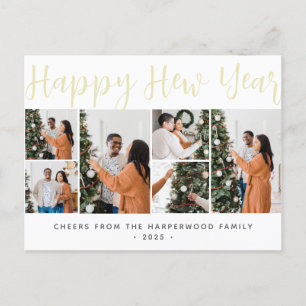 Cartão Postal De Festividades Feliz ano novo Moderno Elegante Simples Seis Foto