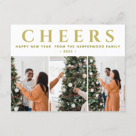 Cartão Postal De Festividades Feliz ano novo Moderno Elegante Simples Três Foto