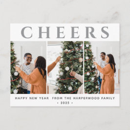 Cartão Postal De Festividades Feliz ano novo Moderno Elegante Simples Três Foto