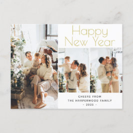 Cartão Postal De Festividades Feliz ano novo Moderno Elegante Simples Três Foto