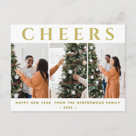 Cartão Postal De Festividades Feliz ano novo Moderno Elegante Simples Três Foto