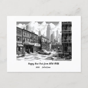 Cartão Postal De Festividades Feliz Ano Novo Personalizado 2025 Nova York