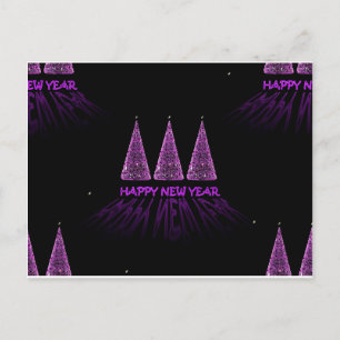 Cartão Postal De Festividades feliz ano novo roxo