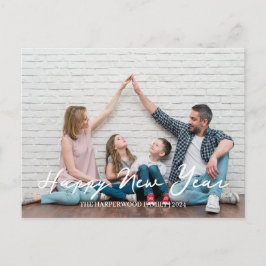 Cartão Postal De Festividades Feliz Ano Novo Simples Elegante Moderno Uma Foto