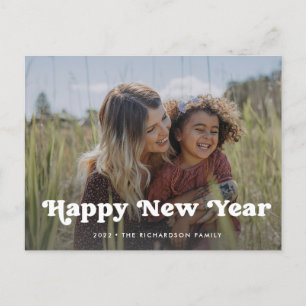 Cartão Postal De Festividades Feliz ano novo Sobreposição de Foto Simples Boho