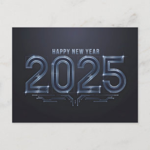 Cartão Postal De Festividades Feliz ano novo técnico futurístico 2025