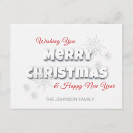 Cartão Postal De Festividades Feliz ano novo Vermelho de Natal Moderno