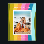 Cartão Postal De Festividades Feliz Arco-íris Moderna e Vertical Brilhante<br><div class="desc">Feliz e Design de Natal Moderno Brin Vertical</div>