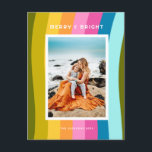 Cartão Postal De Festividades Feliz Arco-íris Moderna e Vertical Brilhante<br><div class="desc">Feliz e Design de Natal Moderno Brin Vertical</div>