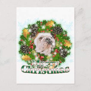 Cartão Postal De Festividades Feliz Buldogue de Natal