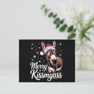 Cartão Postal De Festividades Feliz Burro Beijo Meu Traseiro Sarcástico Natal Pi