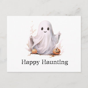 Cartão Postal De Festividades Feliz Caça Cute Fantasma Halloween
