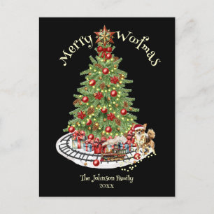 Cartão Postal De Festividades Feliz Cachorrnatal Design de Cachorro - Chihuahua